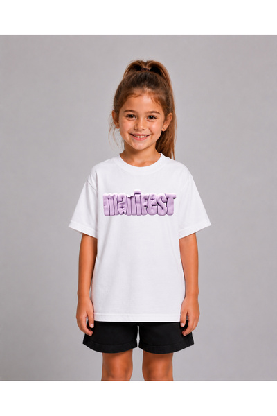 PURE EFFECT Girl's and Boy's Manifest Purple Logo Printed 100% Organic Cotton...