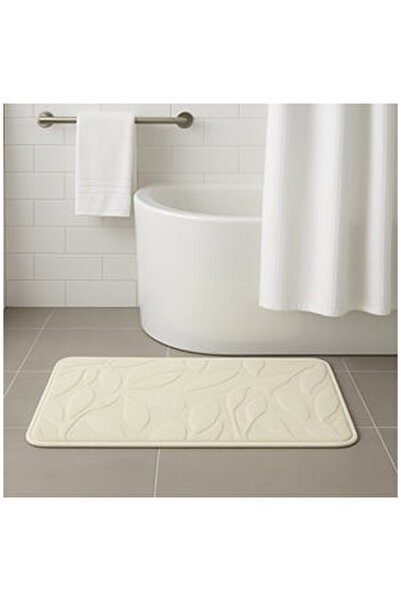 OEM Covoras de Baie Bej cu Model Frunze Reliefate 75x45cm