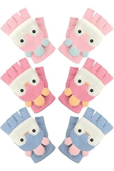 AZONEE Winter Fingerless Gloves - Bunny Ear Convertible, Warm Half Finger for...