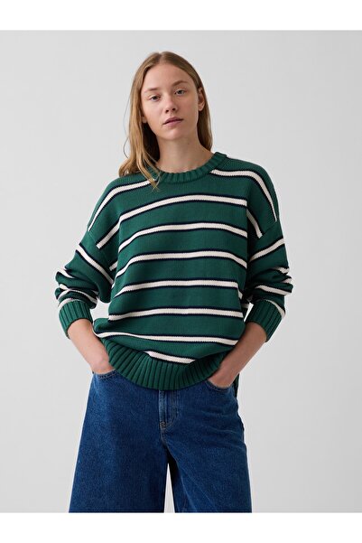GAP Kadın Koyu Yeşil 100% Pamuk Oversized Kazak