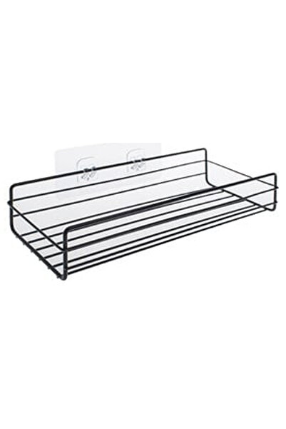 OEM Raft Metalic Negru cu Carlige Autocolante pentru Baie 27x10.5x5cm