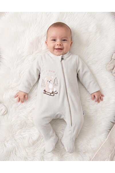 Baby Mii Kızaklı Ayı Kadife Tulum