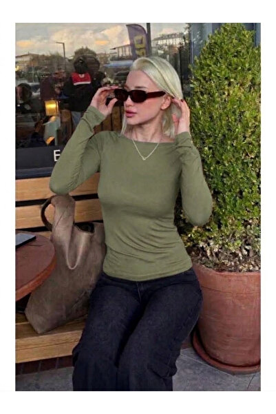 Generic Brand Women's long sleeve boat neck viscose blouse