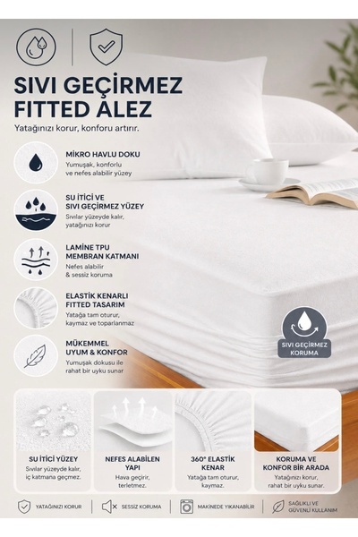 SIVI GEÇİRMEZ FITTED ALEZ ULTRA SESSİZ YATAK KORUYUCU TEK ÇİFT BATTAL