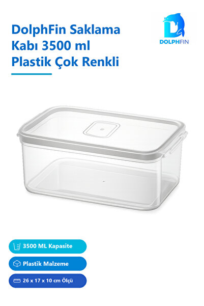 DolphFin Storage Container 3500 ml Plastic Multi Color