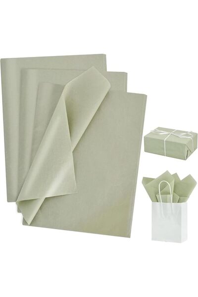 Tazweeq 100 Sheets Sage Green Tissue Paper Bulk, Wrapping Tissue Paper for Gi...