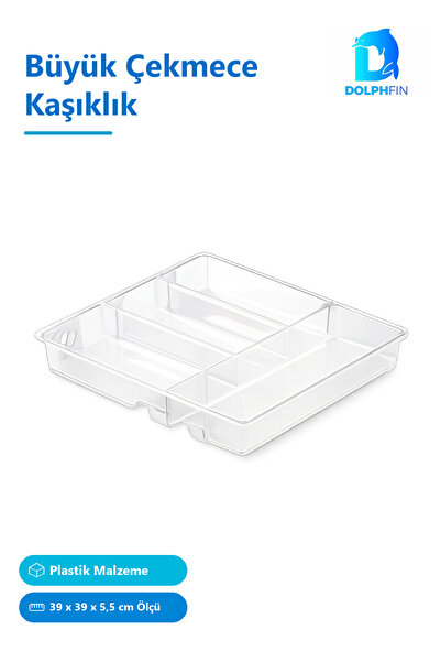 DolphFin Transparent Plastic Large Drawer Spoon Holder 39 X 39 X 5.5 cm