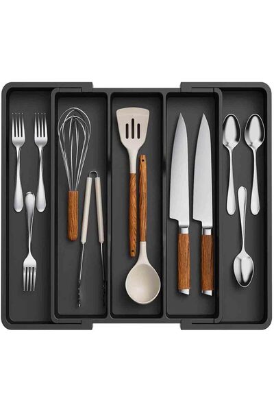 Generic Expandable Crockery Tray Drawer, Adjustable Kitchen Utensil Rack, Pla...