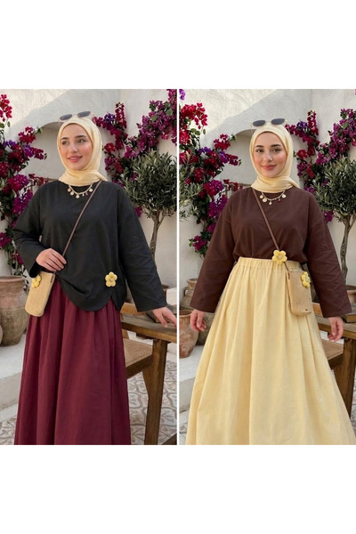 AWOONN Kadın 2 Adet Kadın Rahat Kalıp Tesettüre Uygun Bluz Body