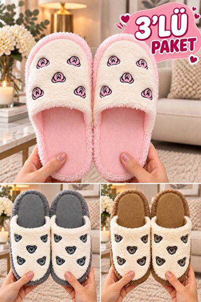 Moda Frato 3-Pack Lovely Indoor Women's Slippers Home Slippers Soundproof Sol...