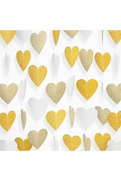 TERRIFI Paper Heart Garland - Larger Heart 2.8 Inch 52 FT 4 Strands - White-G...
