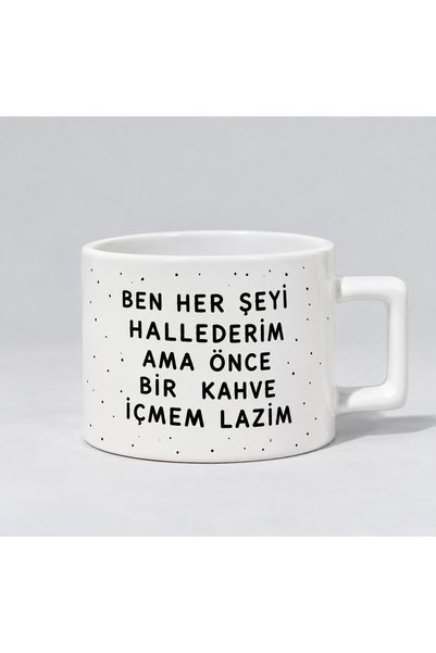 Genel Markalar Mugtory “Önce Bir Kahve” Yazılı Hediyelik Seramik Kupa