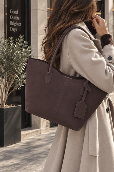 EdButikModa Women's Suede Look Hand and Shoulder Bag