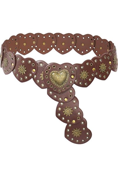 lunirawear Western Heart Cutout Leather Waist Belt - Vintage Metal Sun Heart ...
