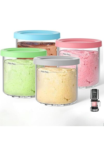 GENERAL Creami Pint Containers and Lids for Ninja - 4 Pack, 16oz Creamy Cups ...