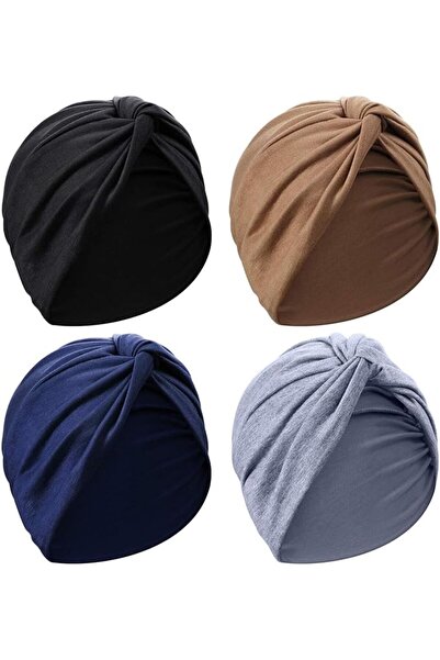 wisfunlly 4 Pieces Pleated Turban Headwraps Soft Pre Tied Knot Fashion Turban...