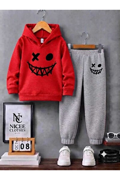 NC Nicee Clothes SET DE TRENING PENTRU COPII UNISEX (IMPRIMAT CU EMOJI ZÂMBĂT...