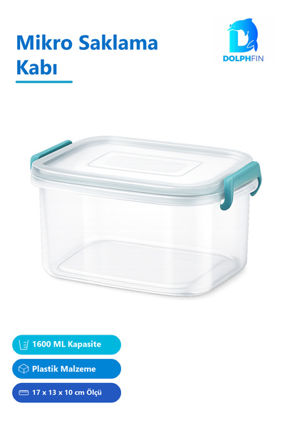 DolphFin Micro Storage Container 1600 ml Multi-Color 17 X 13 X 10 cm