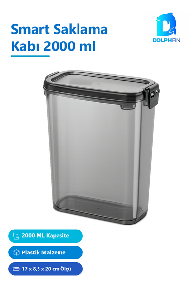 DolphFin 2000 ml Plastic Storage Container - Multi-Colored