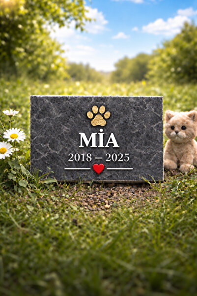 Digital Hayat Kişiye Özel Renkli Evcil PET Hayvan Mezar Taşı – Kedi Köpek Laz...