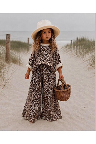 bohemiankids baby wear Kız Çocuk Leopar Desen Takım