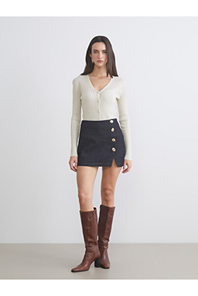 LC Waikiki Rmz Gi̇yi̇m Farkiyla Slim Fit Jean Shorts Skirt