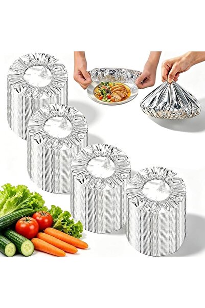 BOOMBOOMBOOM 100 PCS Reusable Aluminum Foil Food Covers, Elastic Stretch Food...