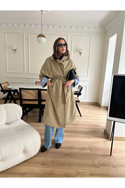 manana fashion Καρό μακριά καμπαρντίνα με φόδρα και σκισίματα στο πλάι