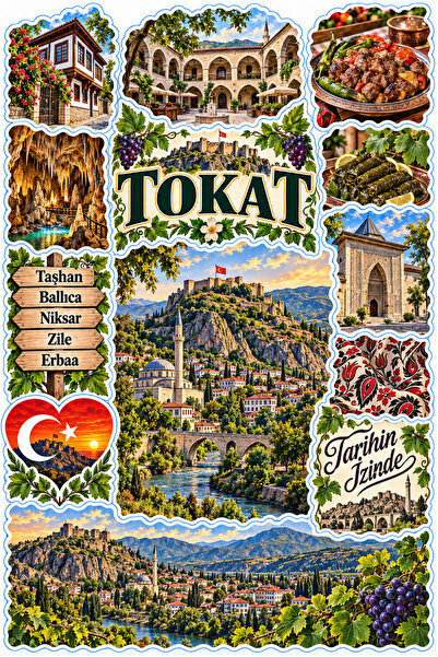 Tokat İli Sticker Telefon Laptop Notebook Tablet Defter Matara Stiker Etiket Çıkartma ST2772