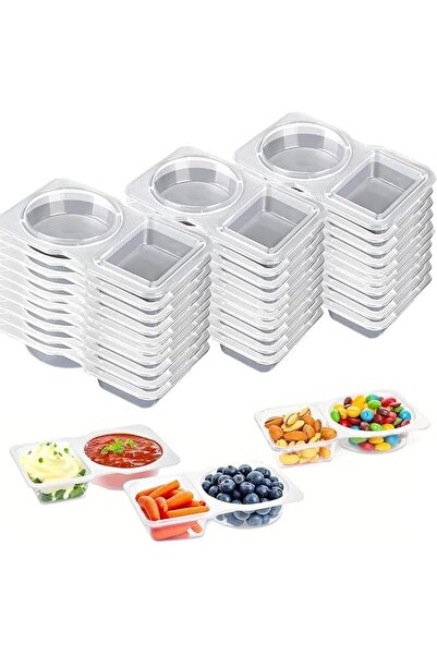 U-HOOME 30pack Double Compartment Condiment Container Reusable Snack Containe...