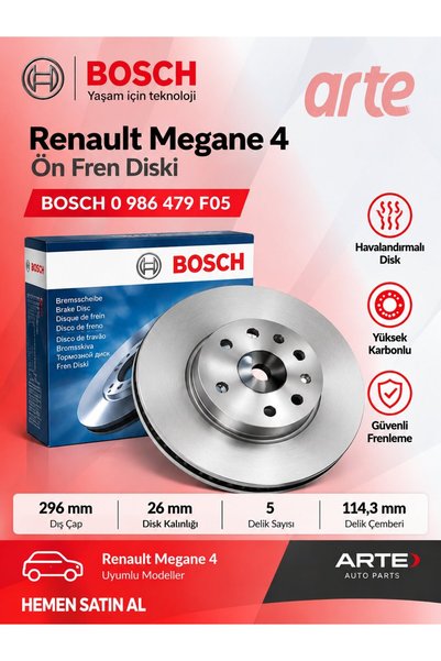 Arte Bosch Renault Megane 4 Arka Fren Diski Takımı | Rulmanlı ABS'li | 260 mm | 2 Adet