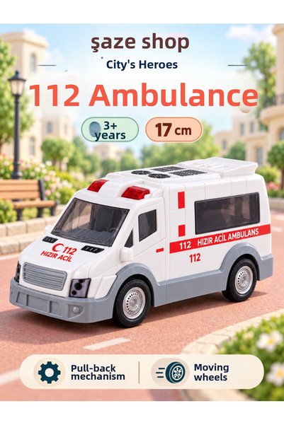 SAZE Unbreakables of the City 112 Ambulance Friction Toy Vehicle 17 cm Ages 3+