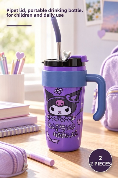 Yenilig 2 cute anime character thermos water bottles with straw – straw lid, ...
