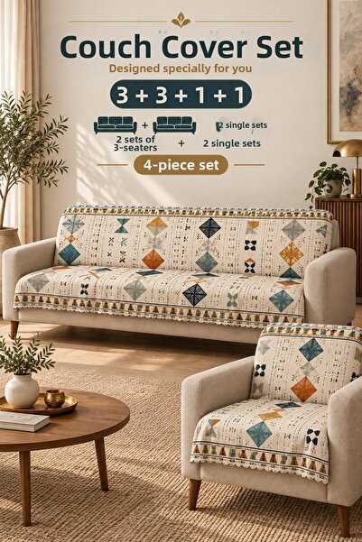 GECE HOME غطاء أريكة إسفنجي مخملي بوهيمي حديث متعدد الأغراض ومضاد للانزلاق، ط...