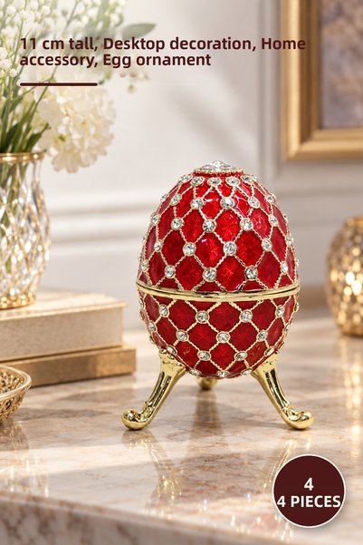Yenilig 4 Decorative Egg Figures – 11 cm Tall, Desktop Decoration, Home Acces...