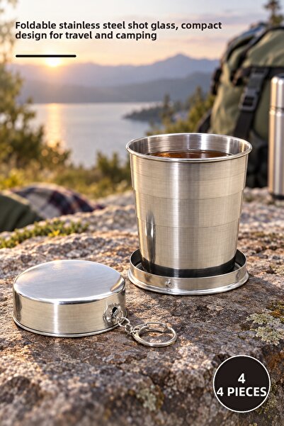 Yenilig 4 Pieces Shot Glasses – Collapsible Single Stainless Steel, Foldable ...