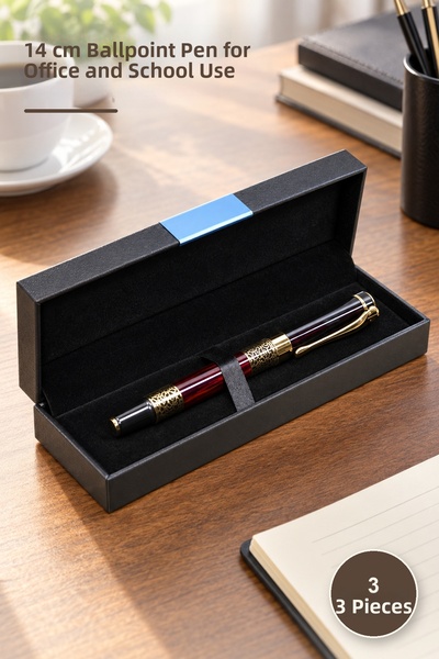 Yenilig 3 Pieces Boxed Single Ballpoint Pens – 14 cm Writing Pens, Ballpoint ...