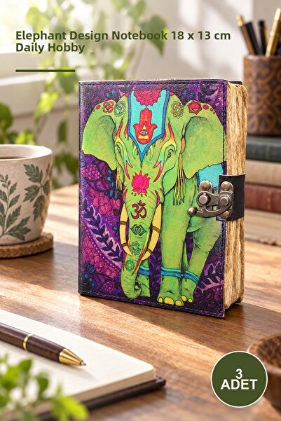 Yenilig 3 Pieces of Leather Notebook – Elephant Design Notepad 18 X 13 cm Not...