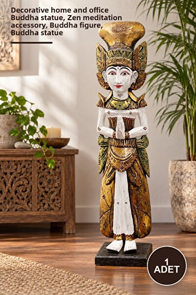 Yenilig 1 Piece Wooden Buddha Figure 70 cm – Decorative Home and Office Statu...