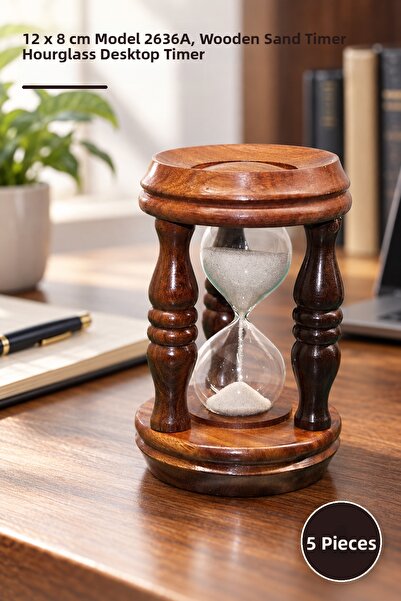 Yenilig 5 Pieces Wooden Hourglass – 12 X 8 cm Model 2636A, Wooden Sand Timer ...