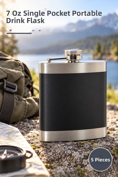 Yenilig 5 Pieces Stainless Steel Flask – 7 oz Single Pocket Flask Portable Be...