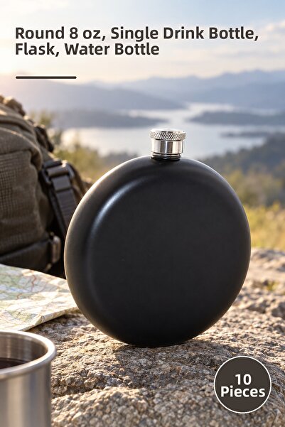 Yenilig 10 Pieces Stainless Steel Flask – Round 8 Oz, Single, Beverage Carrie...