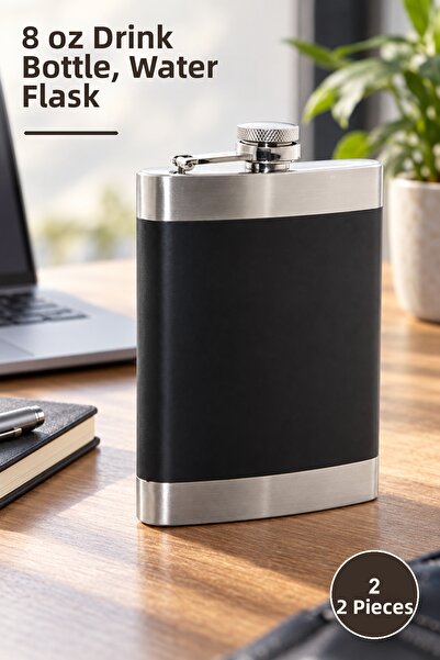 Yenilig 2 Stainless Steel Water Bottles – 8 oz Beverage Bottle, Water Contain...