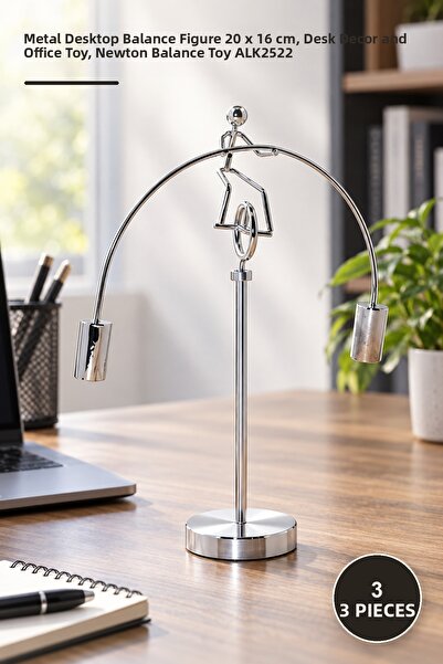 Yenilig 3 Τεμάχια Newton Balance Man – Μεταλλική Επιτραπέζια Φιγούρα Ισορροπί...
