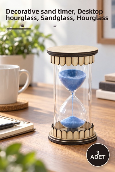 Yenilig 3 Pieces Wooden Hourglass Alk2500 – Decorative Time Measurer, Desktop...