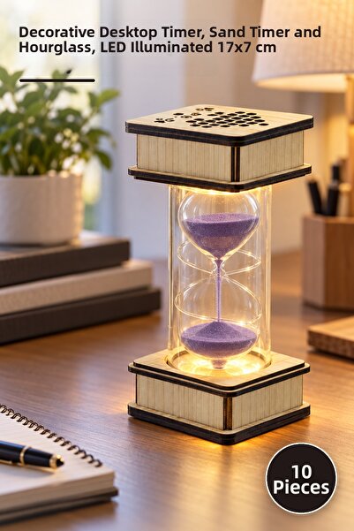 Yenilig 10 Pieces Wooden Led Hourglass – Decorative Desktop Timer, Sand Timer...