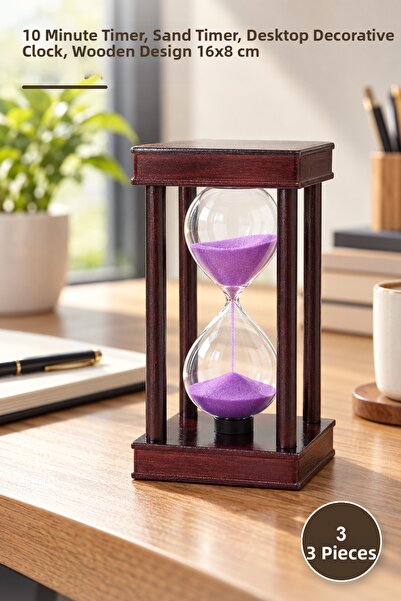 Yenilig 3 Pieces Wooden Hourglass – 10 Minute Timer, Sand Timer, Desktop Deco...