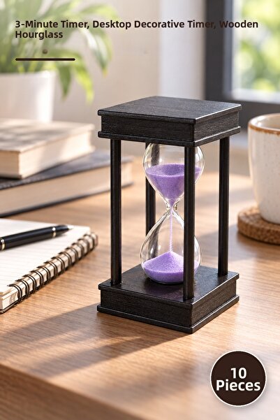 Yenilig 10 Pieces Wooden Hourglass – 3 Minute Timer, Desktop Decorative Timer...