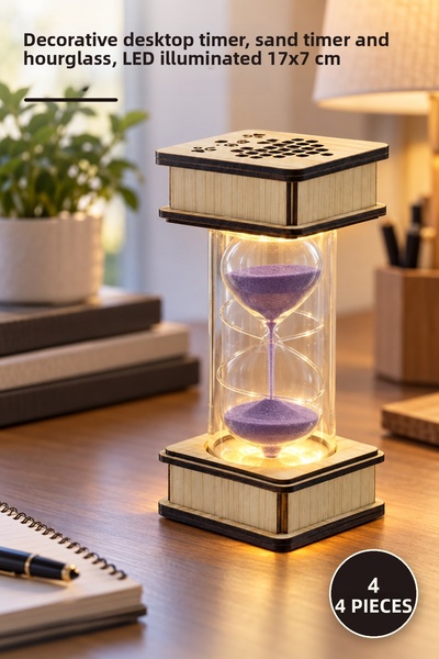 Yenilig 4 Pieces Wooden Led Hourglass – Decorative Desktop Timer, Sand Timer ...