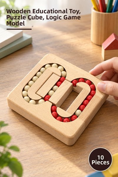 Yenilig 10 Pieces Wooden Educational Rubik's Cube – Wooden Educational Toy, P...